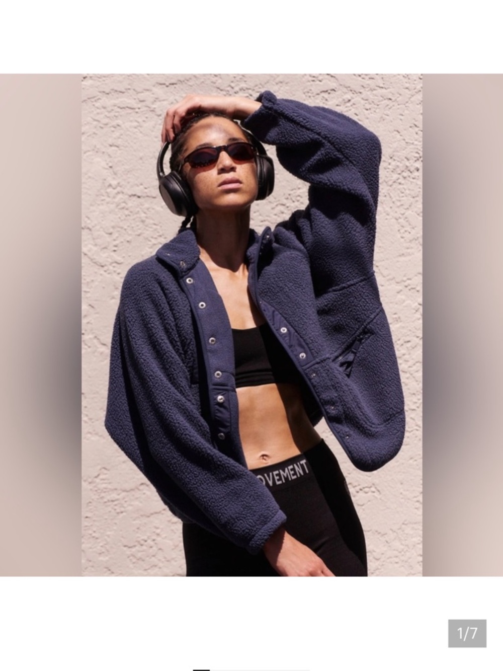 Free People Navy Teddy Sherpa Jacket